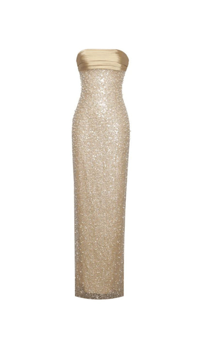 Glitter Mermaid Strapless Satin Beaded Sequin Long Prom Dress,Evening Dress GG1506