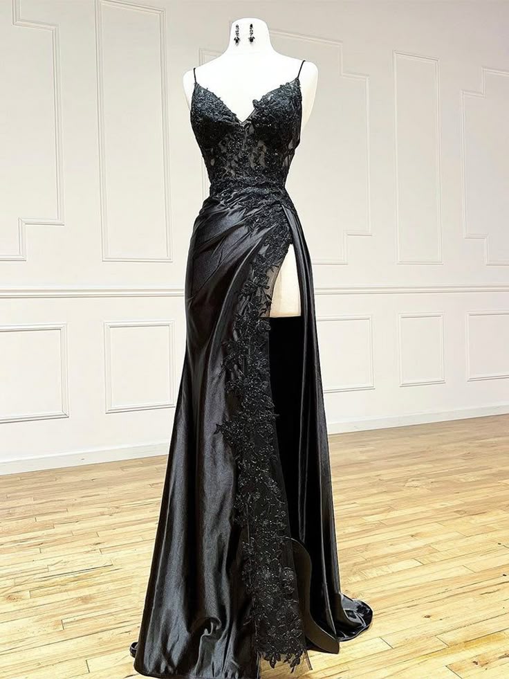 Pretty Mermaid Spaghetti Straps Satin Tulle Applique Long Prom Dress,Evening Dress GG1820
