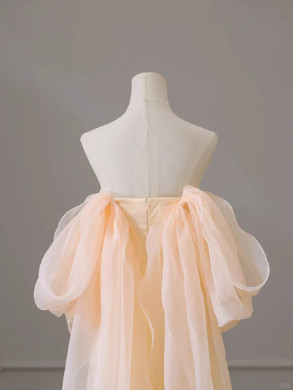 Elegant A-line Off The Shoulder Taffeta Champagne Long Formal Dress Prom Dress,  Evening Dress GG193