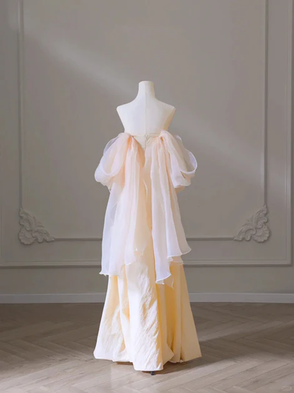 Elegant A-line Off The Shoulder Taffeta Champagne Long Formal Dress Prom Dress,  Evening Dress GG193