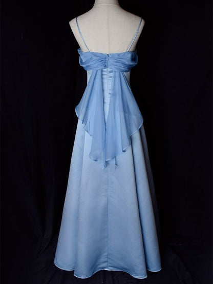 Elegant A Line Spaghetti Straps Satin Chiffon Long Prom Dress,Evening Dress GG1947