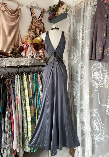 Charming Mermaid V Neck Satin Beaded Long Prom Dress,Evening Dress GG2011