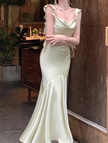 Pretty Mermaid Ruffles Spaghetti Straps Long Prom Dress,Evening Dress GG2076