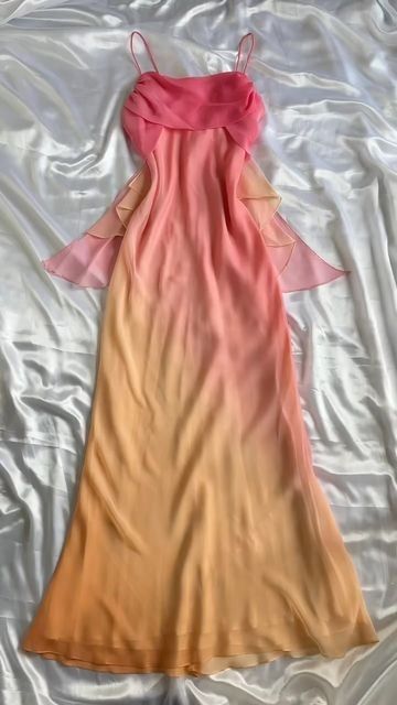 Stunning A line Spaghetti Straps Gradient Chiffon Long Prom Dress,Evening Dress GG2255