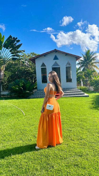 Unique A Line Spaghetti Straps Orange Satin Outfits,Party Dress,Evening Dress GG2270