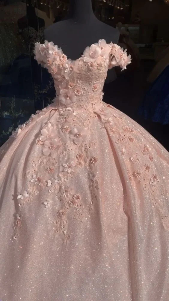 Stunning Ball Gown Off The Shoulder Satin Tulle Sequin Applique Long Prom Dress,Party Dress,Evening Dress GG2318