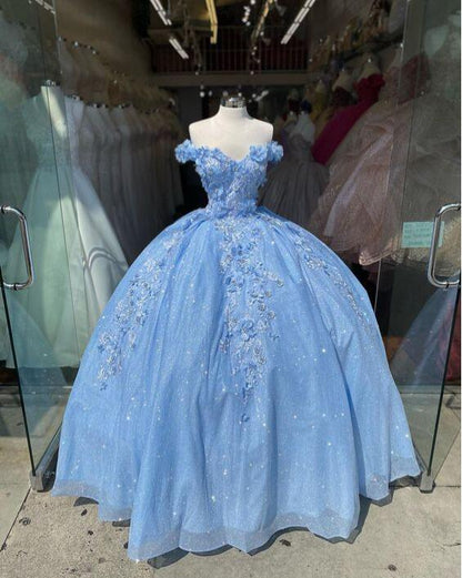 Stunning Ball Gown Off The Shoulder Satin Tulle Sequin Applique Long Prom Dress,Party Dress,Evening Dress GG2318
