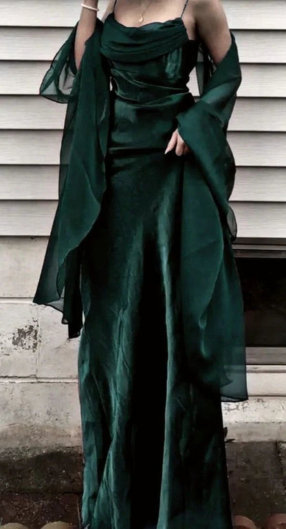 Classy Spaghetti Straps Chiffon With Cape Long Prom Dress,Party Dress,Evening Dress GG2379