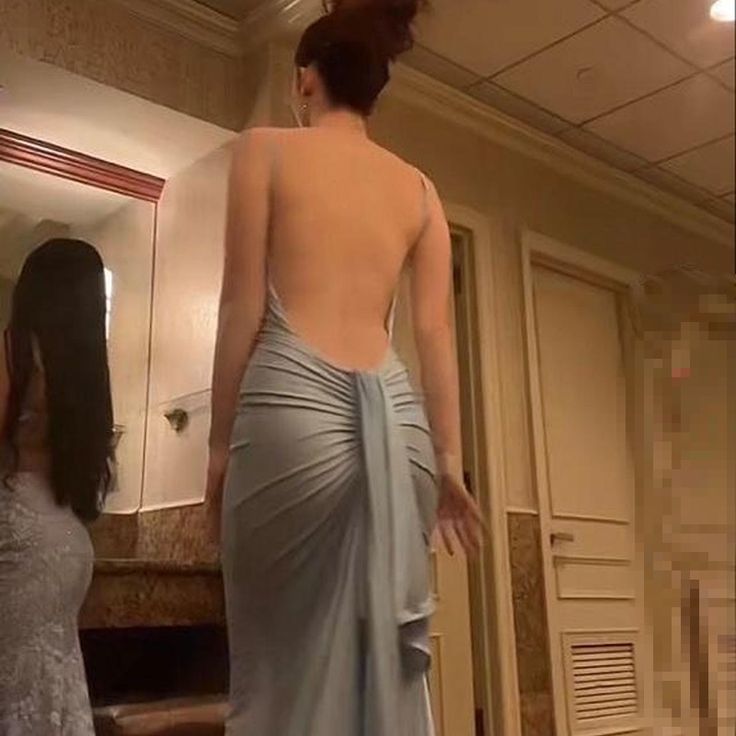 Sexy Mermaid Spaghetti Straps Gray Satin Backless Long Prom Dress, Party Dress, Evening Dress GG2529