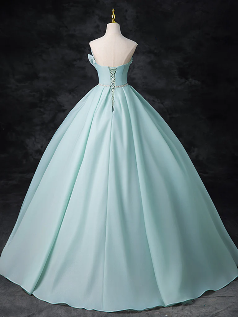 Simple A Line Sweetheart Strapless Tiffany Blue Satin Long Prom Gresses,Evening Dresses  GG269