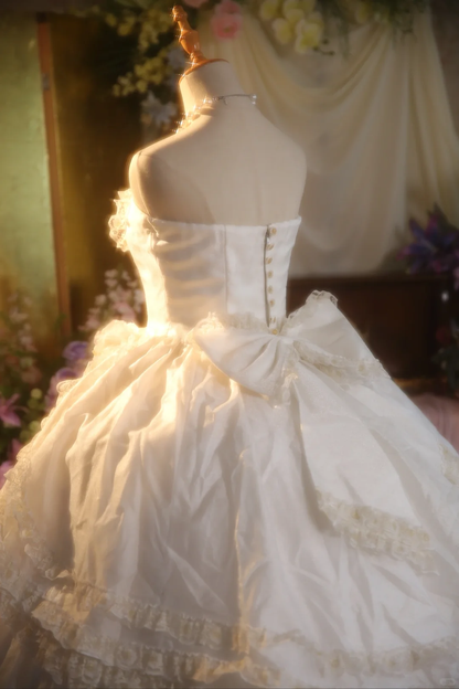 Vintage Ball Gown Strapless Satin Long Prom Dress, Party Dress, Evening Dress GG2867