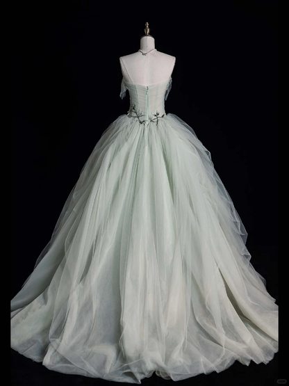 Lovely Ball Gown Strapless Tulle Appplique Long Prom Dress, Party  Dress, Evening Dress GG2885