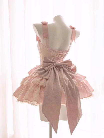 Cute Ball Gown Sweetheart Pink Satin Lace Short Prom Dress,Homecoming Dress,Birthday Dress GG3096