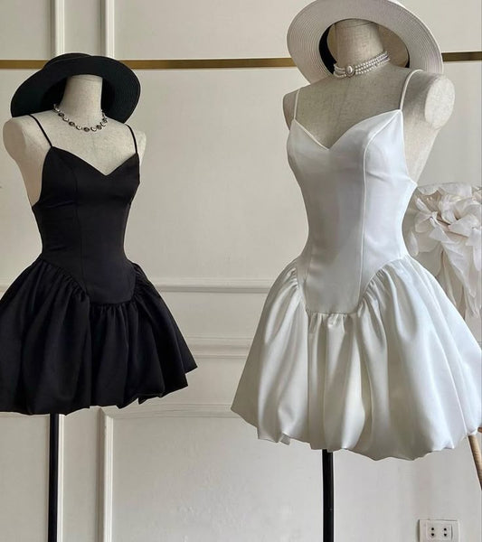 Simple A Line Spaghetti Straps Satin Short Prom Dress,Homecoming Dress,Birthday Dress GG3339