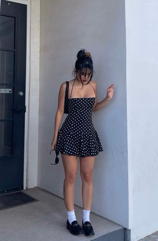 Charming A Line Halter Satin Printed Short Homecoming Dress,Summer 19th Birthday Dress GG3757