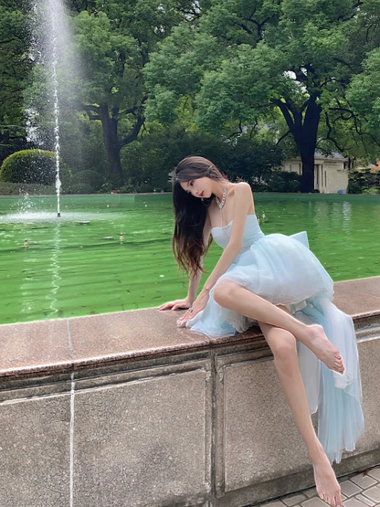 Sweet 17th Ball Gown Strapless Satin Tulle Short Homecoming Dress,Summer Birthday Dress GG3791