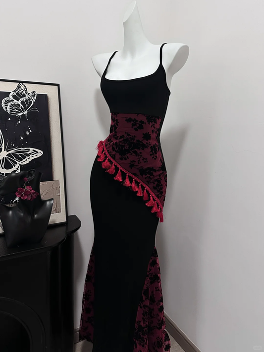 Unique Mermaid Spaghetti Straps Satin Applique Long Prom Dress,Party Dress,Evening Dress GG3868