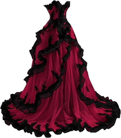 Vintage A Line Sweetheart Tulle Ruffles Long Prom Dress, Evening Dress GG408