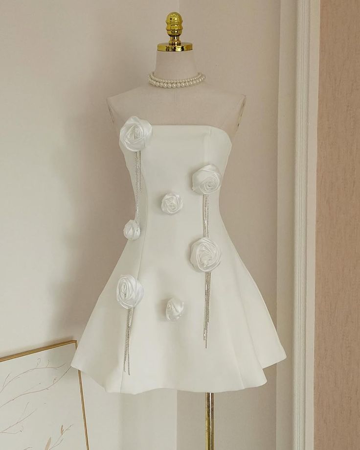 Pretty A Line Strapless Satin With Flowers Short Homecoming Dress,Summer 17th Birthday Dress GG4197