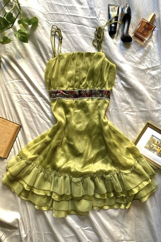 Unique A Line Spaghetti Straps Satin Layer Short Homecoming Dress,Vacation Dress,Summer 21th Birthday Dress GG4788