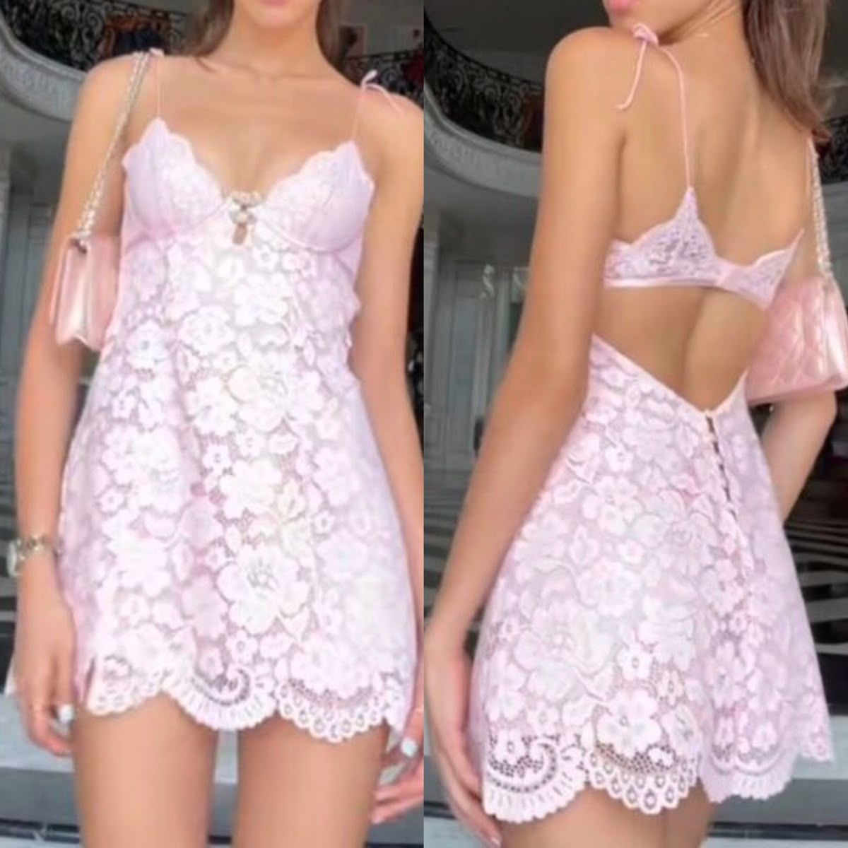 Charming Light Pink A Line Spaghetti Straps Lace Short Homecoming Dress,Vacation Dress,Summer 21h Birthday Dress GG4847