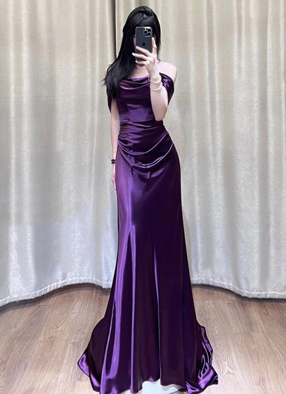 Elegant Mermaid Off The Shoulder Purple Long Prom Dress,Evening Dress GG5161