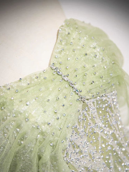 Glittering A Line Off The Shoulder Tulle Beading Long Prom Dress ,Evening Dress GG521