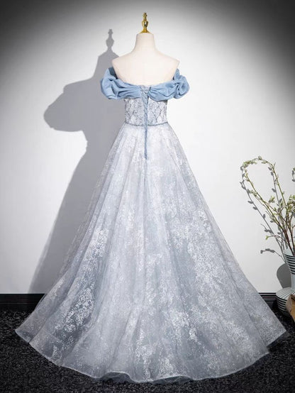 Fairy A Line Off The Shoulder Lace Sequin Long Prom Dress ,Evening Dress GG522