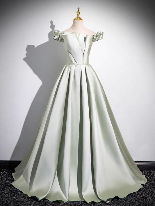 Princessful A Line Off The Shoulder Satin Long Prom Dress,Evening Dress GG547