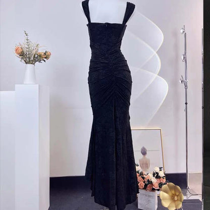 Sexy Mermaid Low Collar Satin Long Prom Dress,Evening Dress GG913