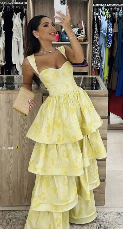 Energetic A Line Sweetheart Satin Layered Long Prom Dress,Evening Dress GG947