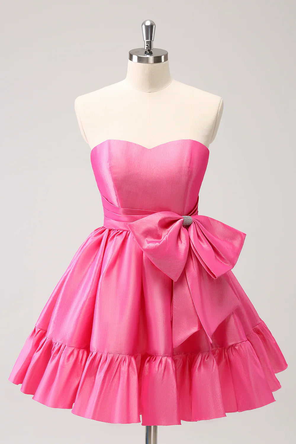 omberprom Sweetheart Homecoming Dress Cute A Line Strapless Short Prom Dress with Bow Graduation Dress