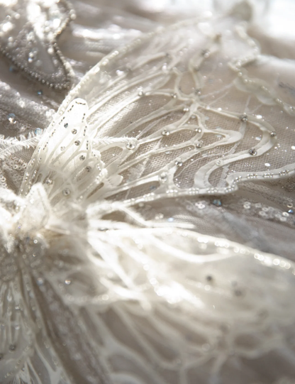 Glitter Strapless Tulle Sequin Beaded Long Birthday Prom Dress Party Dress With 3D Butterflies SP1513