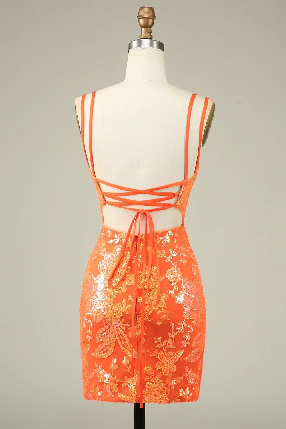 Gorgeous Sequined Appliqued Design A-line Spaghetti Strap Homecoming Dress TP3635