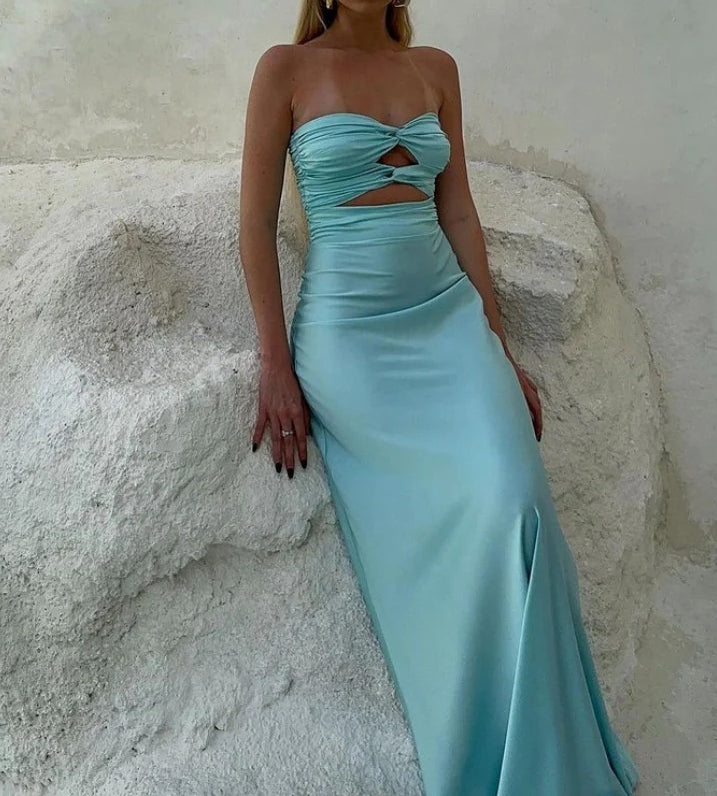 omberprom Elegant Gowns Evening Dresses Strapless Tiffany Blue Sheath Long Prom Dresses Formal Women's Dresses