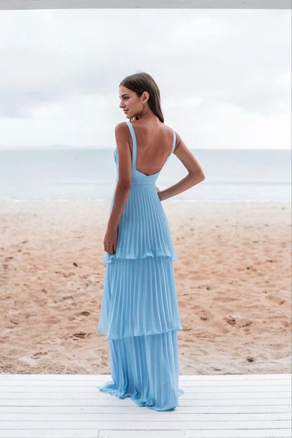omberprom Elegant Dresses Evening Wear A-Line Pleated Blue Prom Dress Formal Party Dress Prom Dresses Shops