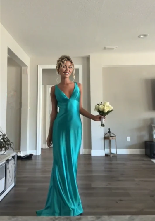 omberprom Elegant Gowns Evening Dresses V Neck Sheath Long Prom Dress Formal Party Gown
