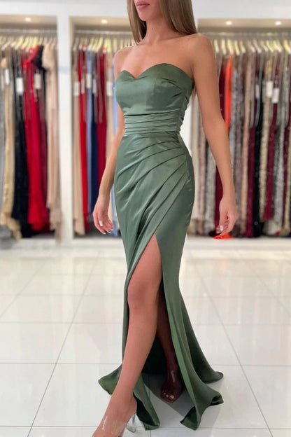 omberprom Sweetheart Sleeveless Mermaid Evening Dress With Split Off Shoulder Sexy Party Dress