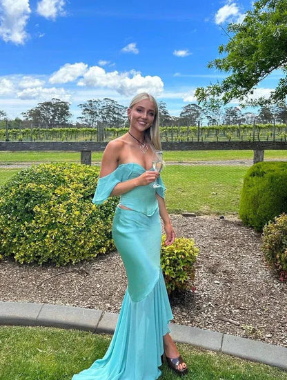 omberprom Off Shoulder 2 Pieces Party Dress Wedding Guest Dress Charming Evening Dress Wholesale