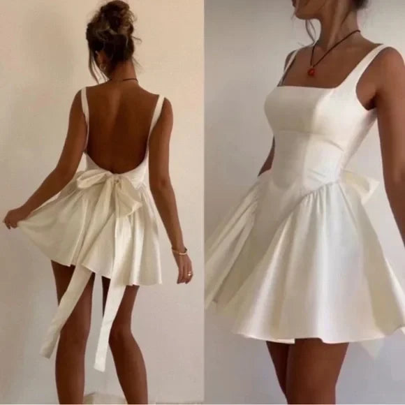 A-Line Backless Bowknot Lovely Birthday Outfit Homecoming Dress Party Dress Wholesale
