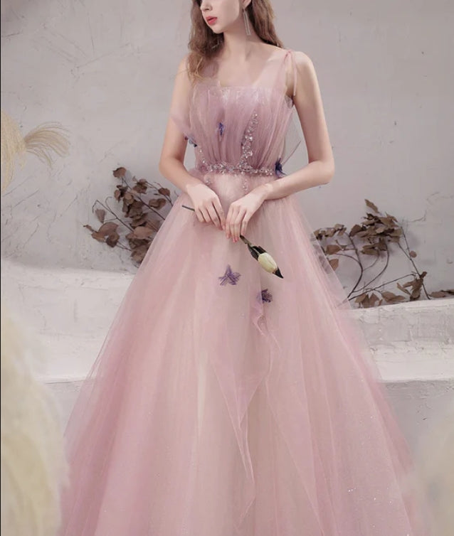 omberprom Tulle with Beadings Spaghetti Strap Long Formal Dress Junior Prom Dress Charming Wholesale