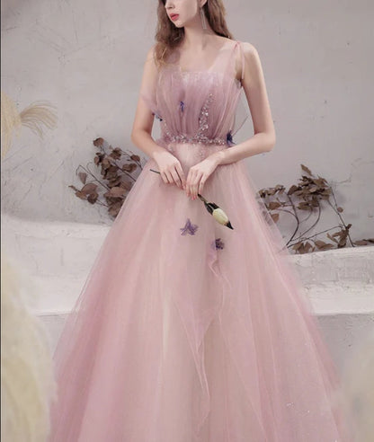 omberprom Tulle with Beadings Spaghetti Strap Long Formal Dress Junior Prom Dress Charming Wholesale