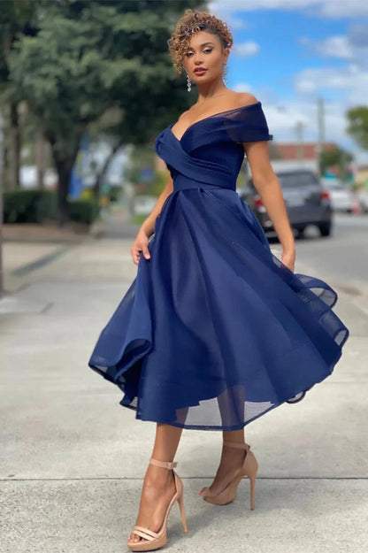 Burgundy Off The Shoulder A Line Short Evening Dress Cocktail Dress Sexy Party Dress Formal Dress