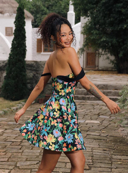 Vintage Floral Short A-Line Party Dress Cocktail Dress Homecoming Dress TP4427