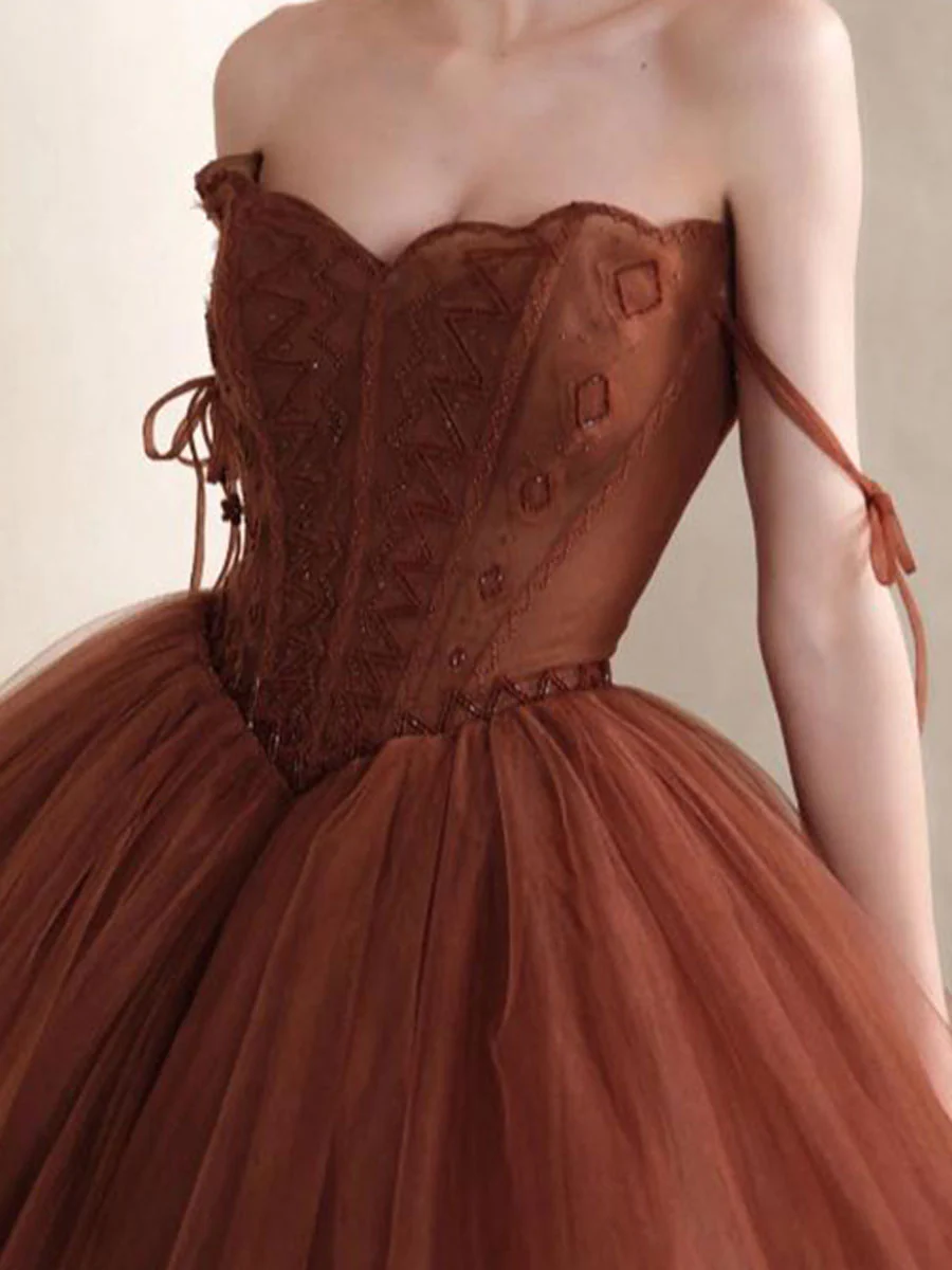 Glamorous A-line Spaghetti Straps Tulle Ball Gown,16th Birthday Dress Y7176