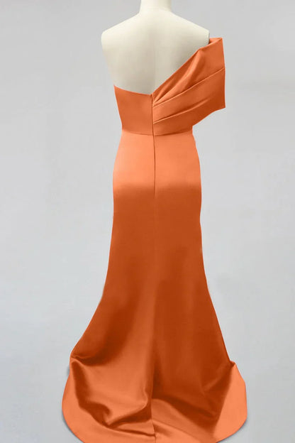 omberprom Orange Prom Dress Mermaid One Shoulder Evening Dress Sexy Party Dress With Slit Wholesale
