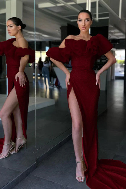 omberprom Off The Shoulder Mermaid Prom Dress Charming Evening Dress With Split Sexy Party Dress