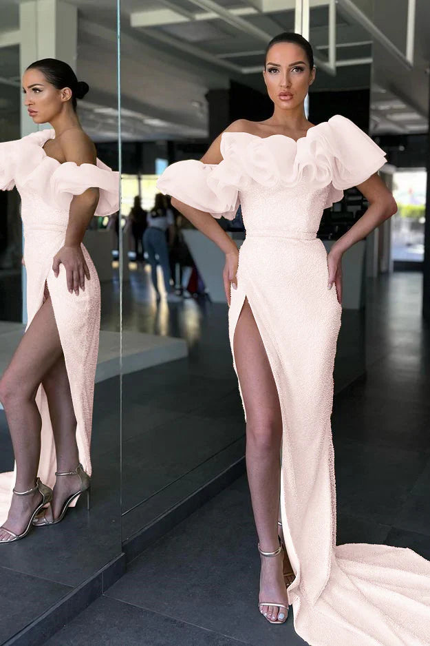 omberprom Off The Shoulder Mermaid Prom Dress Charming Evening Dress With Split Sexy Party Dress