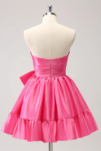 omberprom Sweetheart Homecoming Dress Cute A Line Strapless Short Prom Dress with Bow Graduation Dress