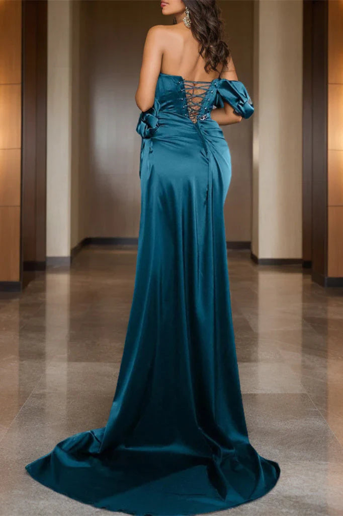 omberprom One Shoulder Sheath/Column Formal Dress Lace Up Evening Dress Elegant december wedding guest dress Wholesale